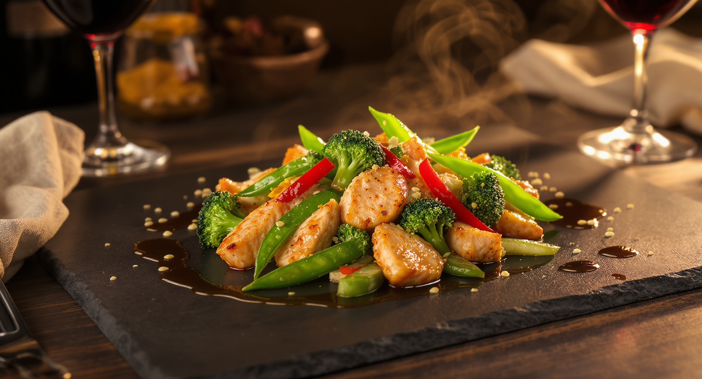 Asian Fusion Stir-Fried Chicken & Veggies (No Onion, No Tomato)