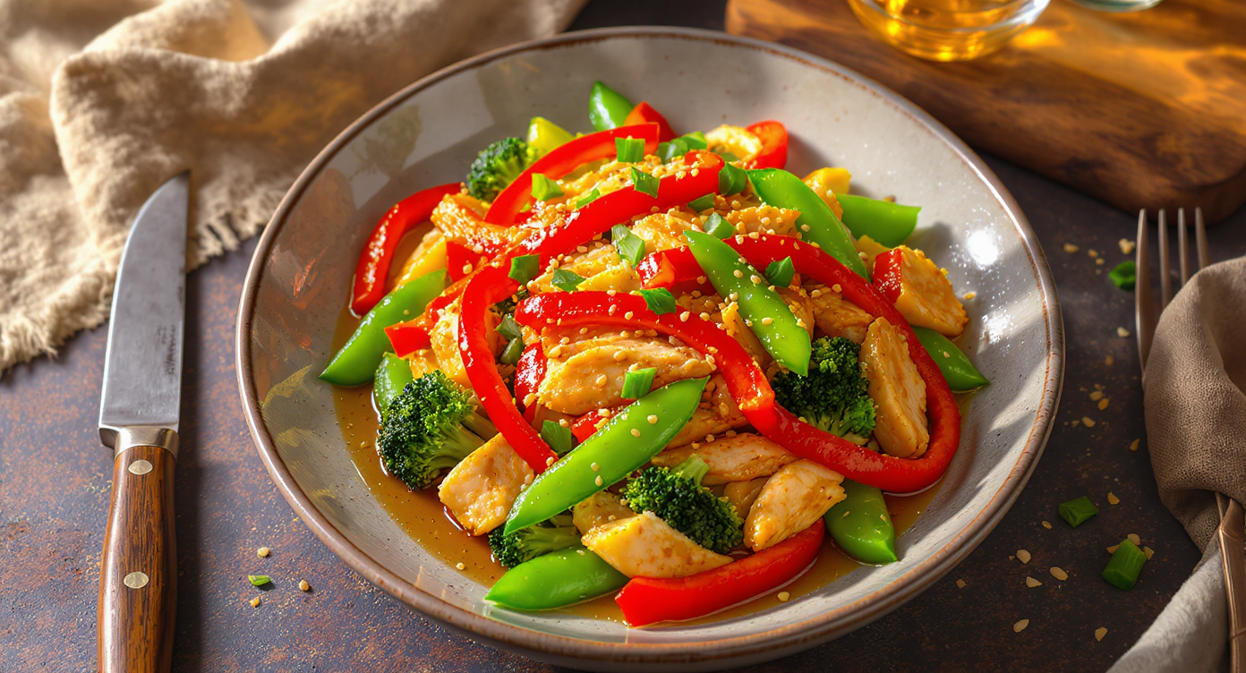Asian Fusion Ginger-Lime Chicken Stir-Fry (No Red Sauce, No Garlic)
