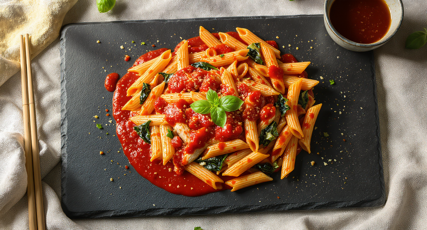 Italian Chicken and Spinach Pasta with Tomato-Basil Sauce