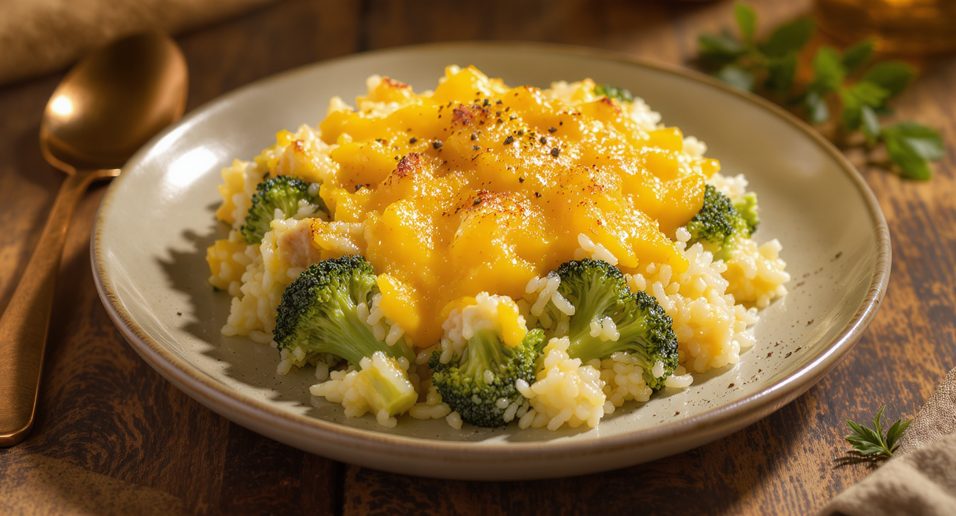 Cheesy Chicken & Broccoli Rice Bake