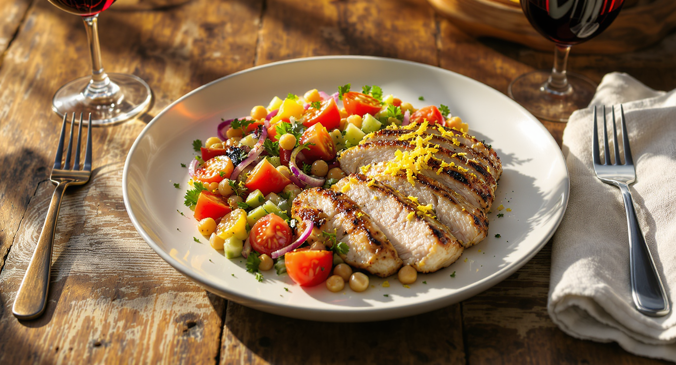 Mediterranean Lemon-Herb Chicken with Chickpea Salad