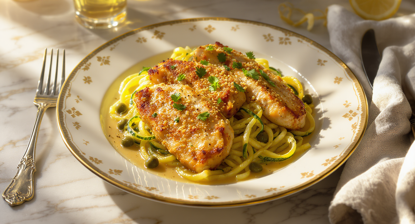 Keto Italian Chicken Piccata with Zucchini Noodles