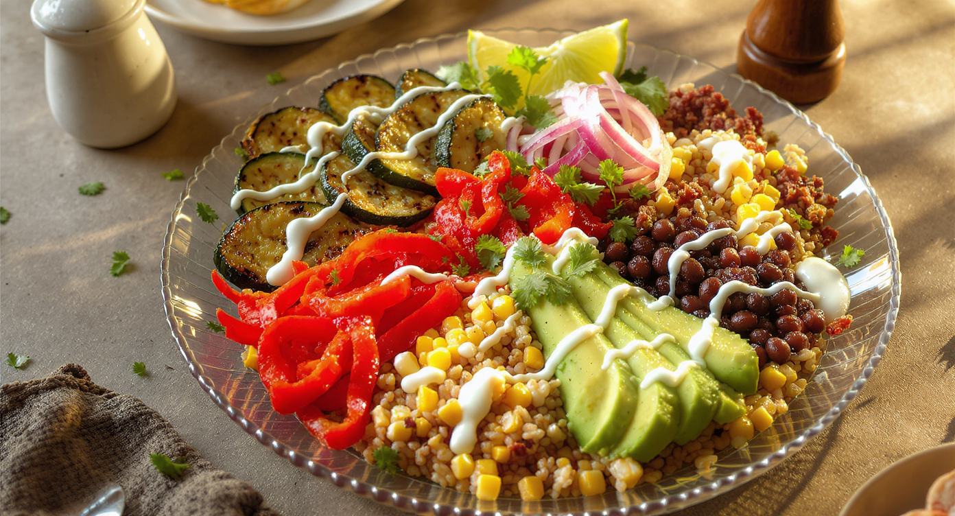 Charred Veggie Cal-Mex Burrito Bowls