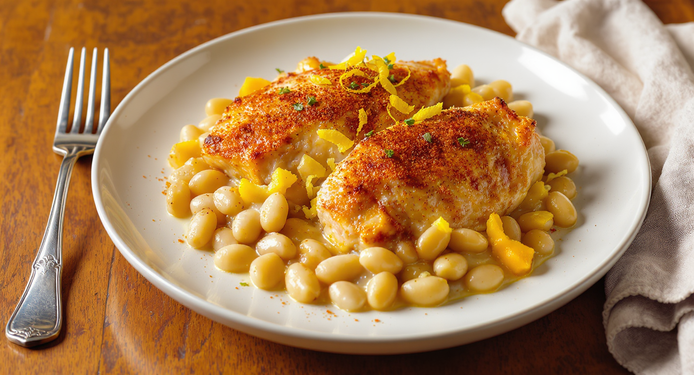 High-Protein Chicken & White Bean Skillet Bake