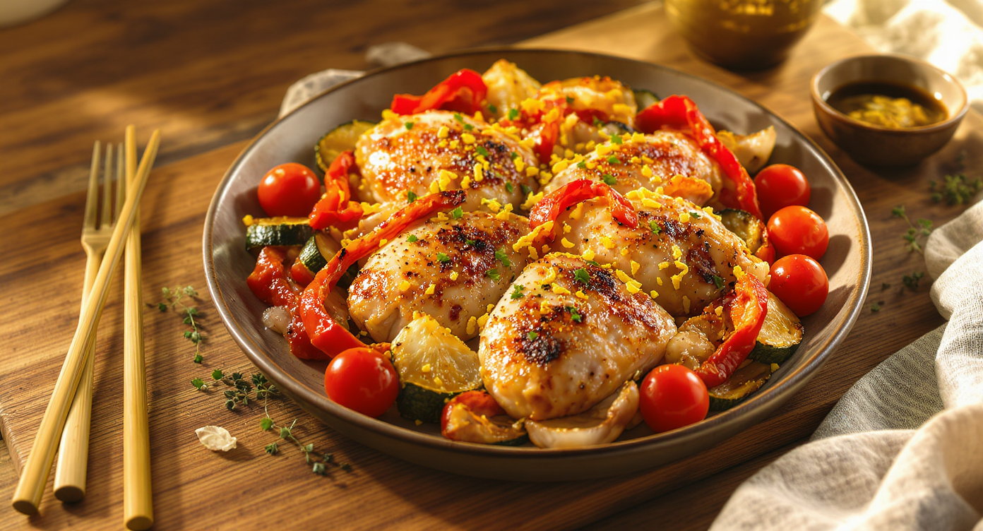 Mediterranean Lemon Herb Chicken with Roasted Vegetables