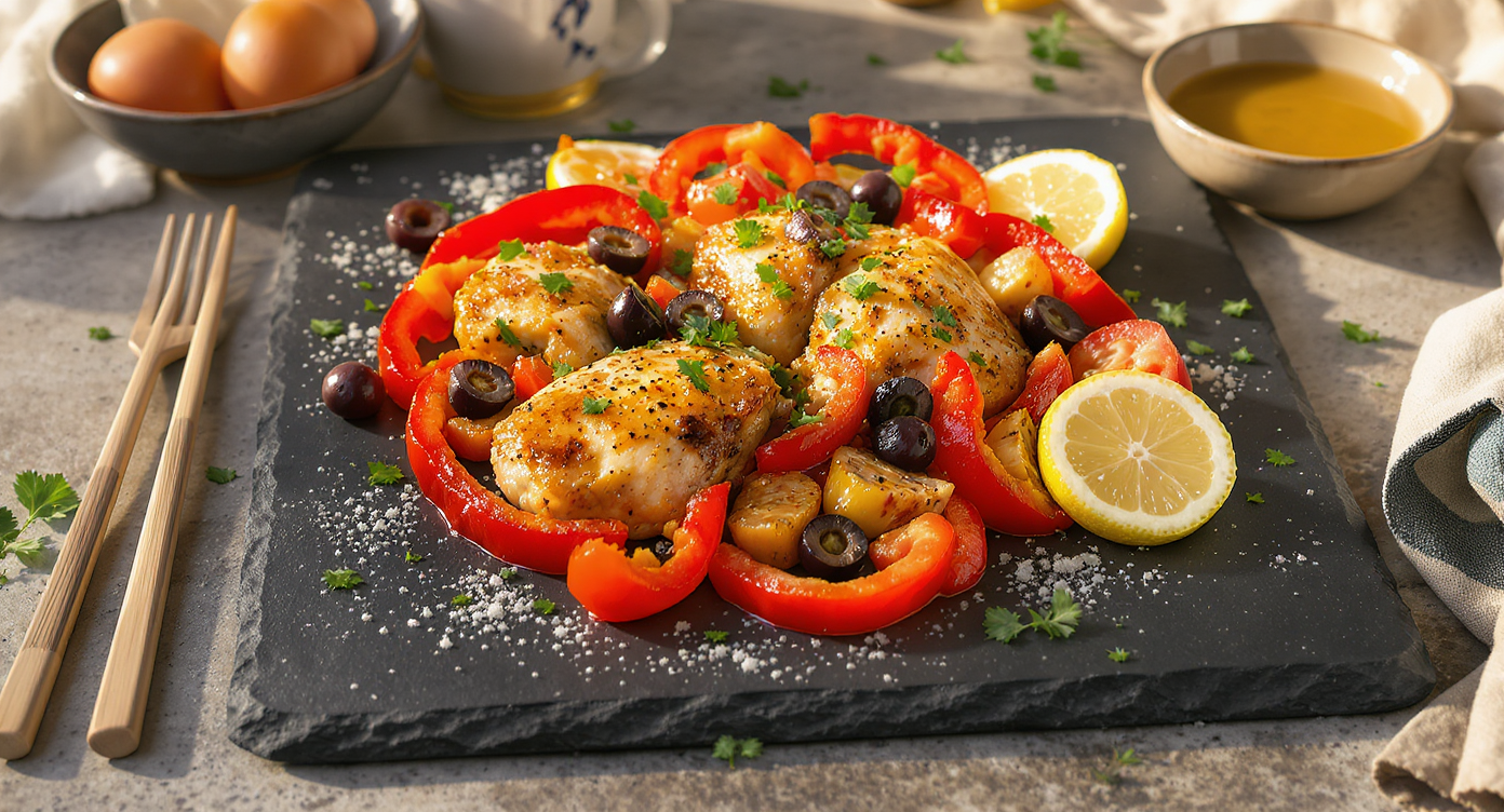 Mediterranean Keto Chicken Skillet with Olives and Lemon