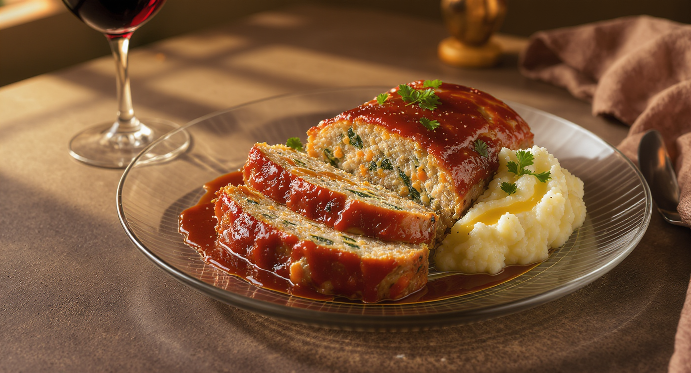 Healthy Turkey & Veggie Meatloaf with Garlic Mashed Cauliflower