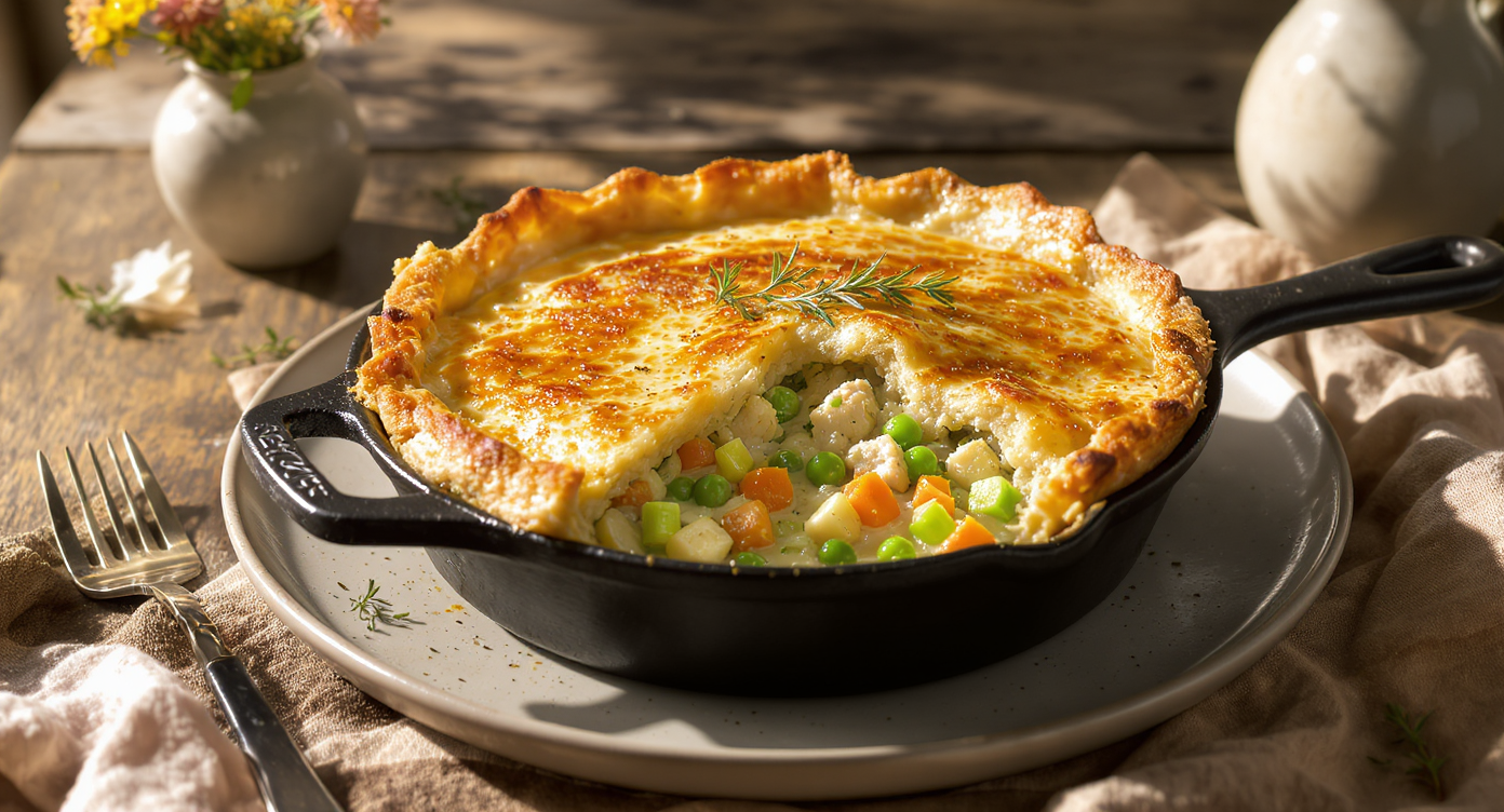 Skillet Chicken and Veggie Pot Pie
