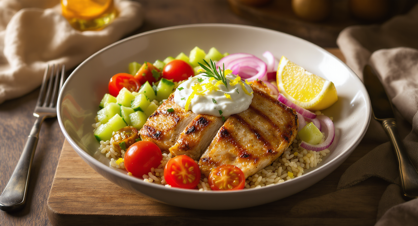 Mediterranean Lemon Herb Chicken Bowls
