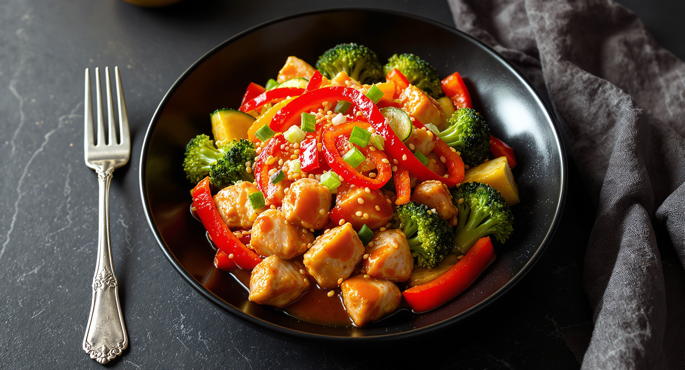 Keto Asian Fusion Chicken Stir-Fry with Spicy Sesame-Lime Sauce