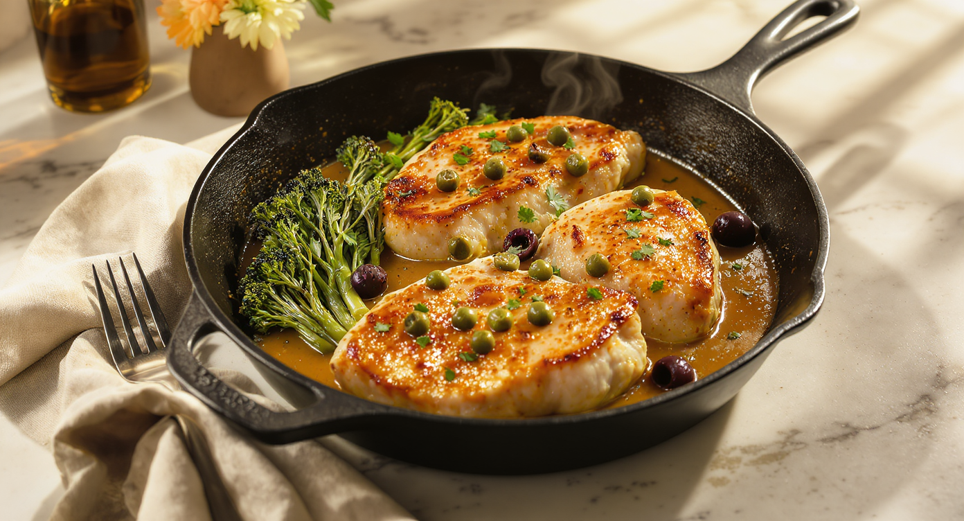 Italian Chicken Piccata with Charred Broccolini