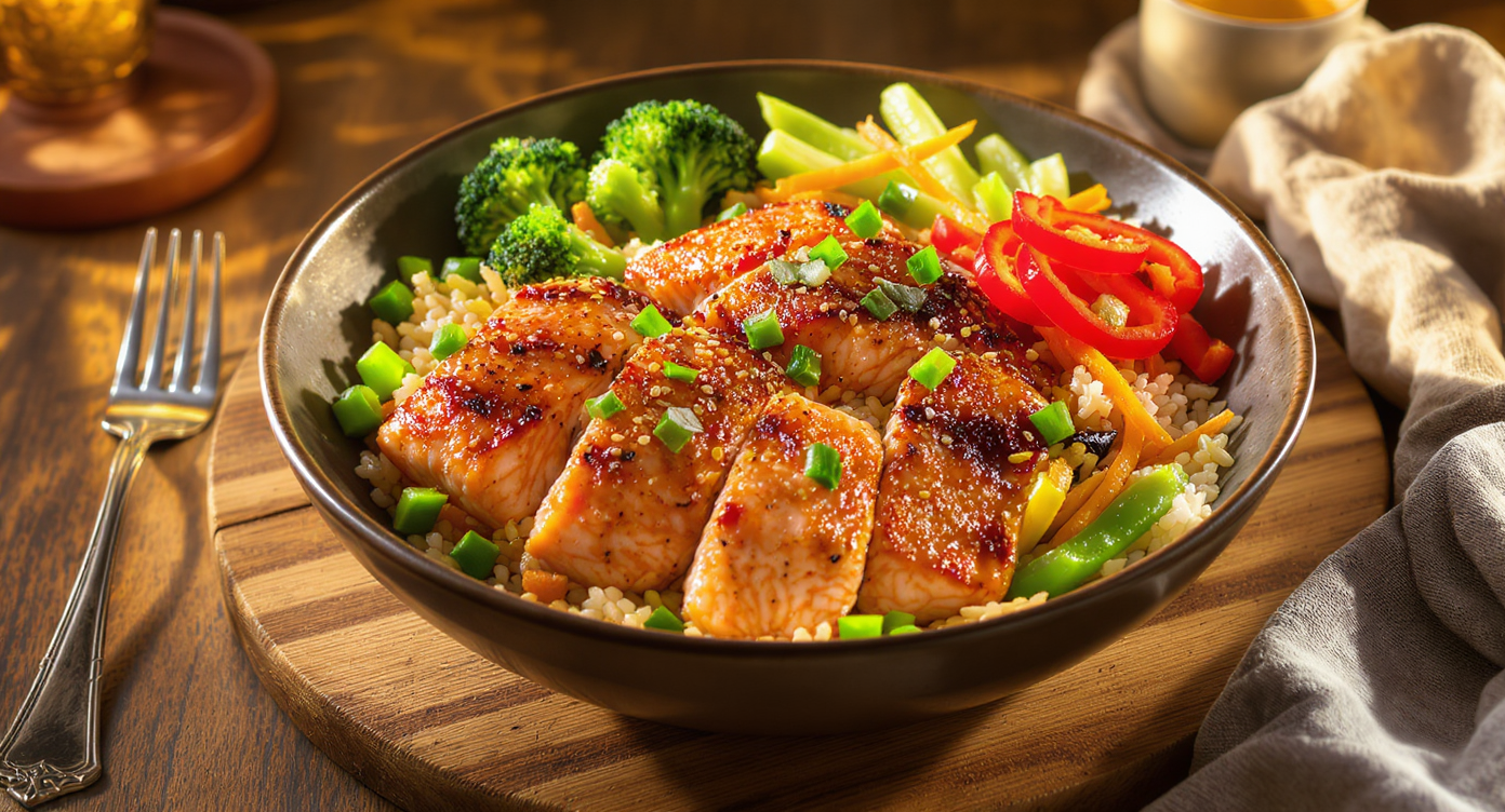 Asian Fusion Salmon & Veggie Stir-Fry Bowl