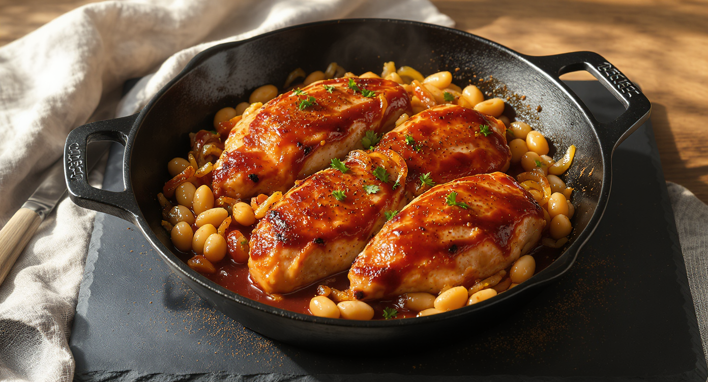 High-Protein BBQ Chicken & White Bean Skillet