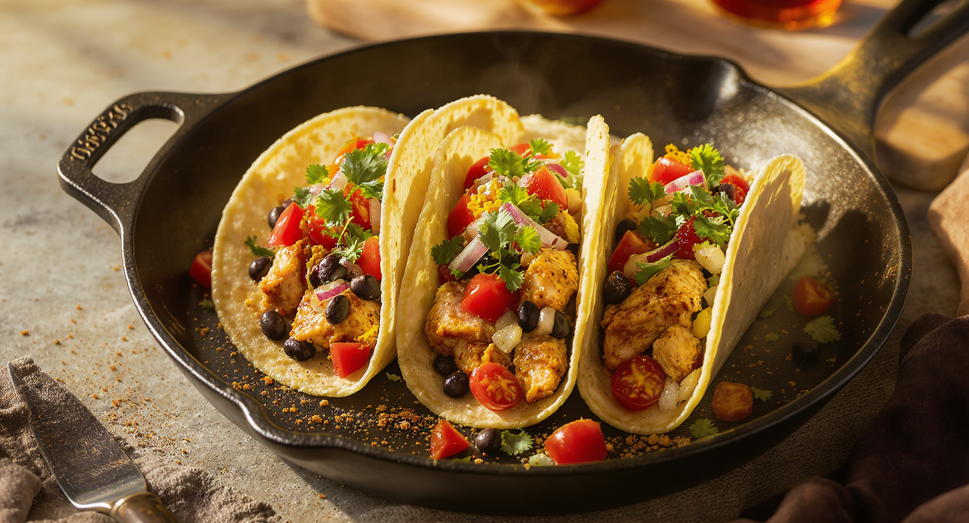 High-Protein Chicken Tacos with Black Bean Salsa