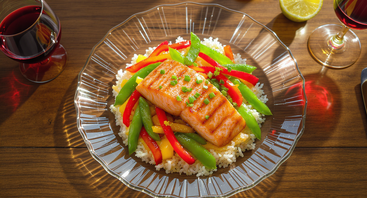 Ginger-Lime Glazed Salmon with Sesame Snap Pea Stir-Fry