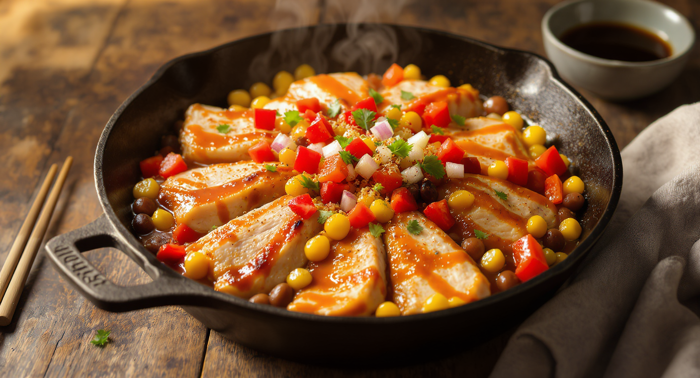 High-Protein BBQ Chicken & Black Bean Skillet