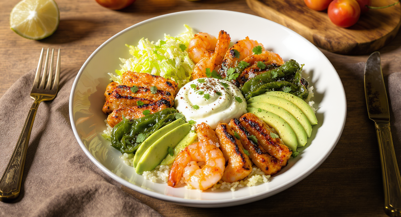 Charred Chicken & Shrimp Cal-Mex Power Bowls