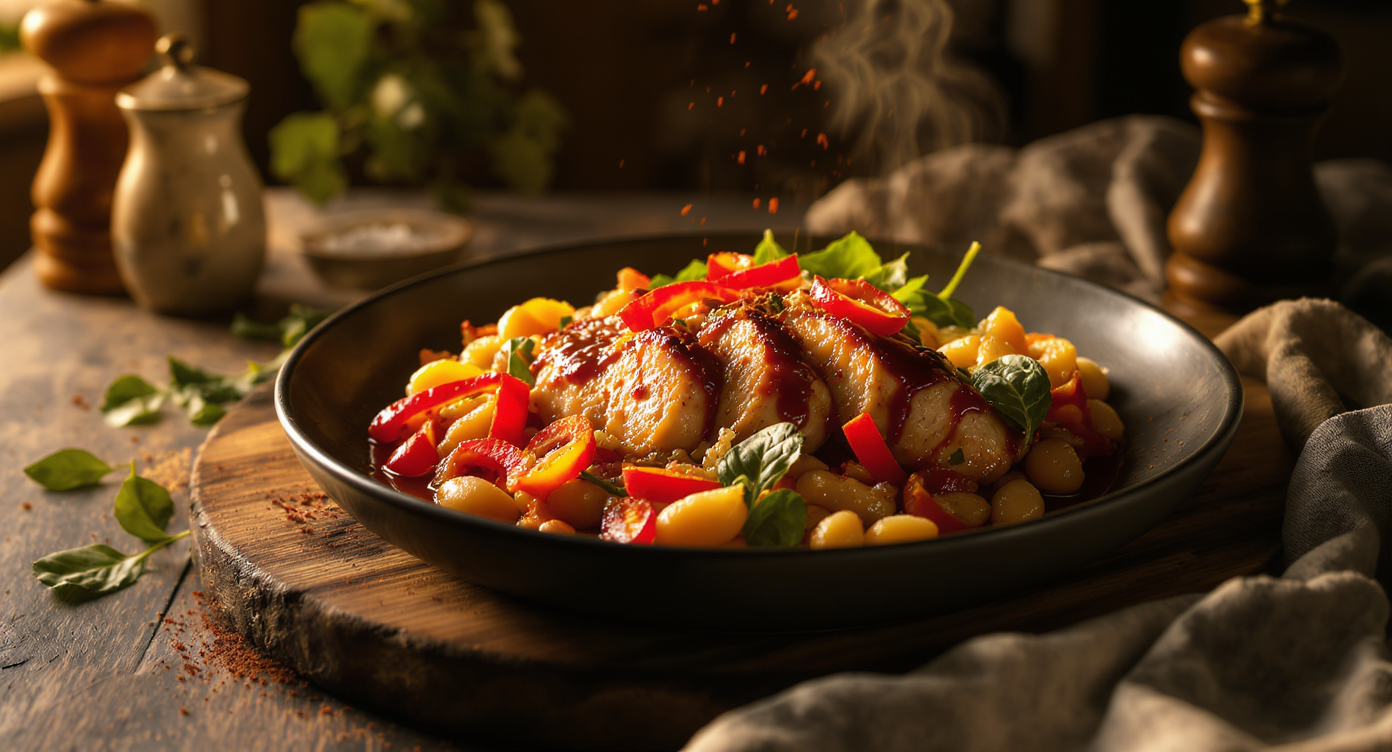 High-Protein BBQ Chicken & White Bean Bake
