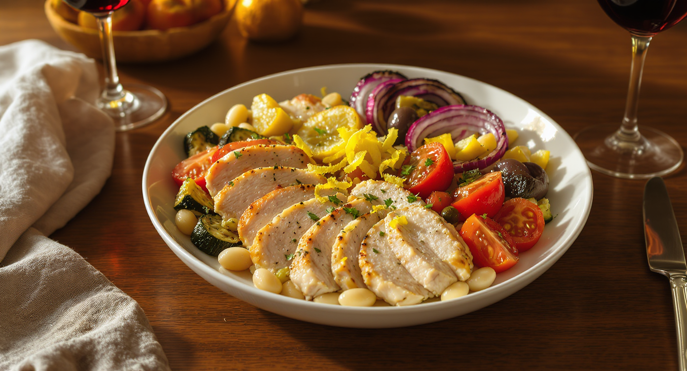 Italian Lemon Herb Chicken & White Bean Power Bowls