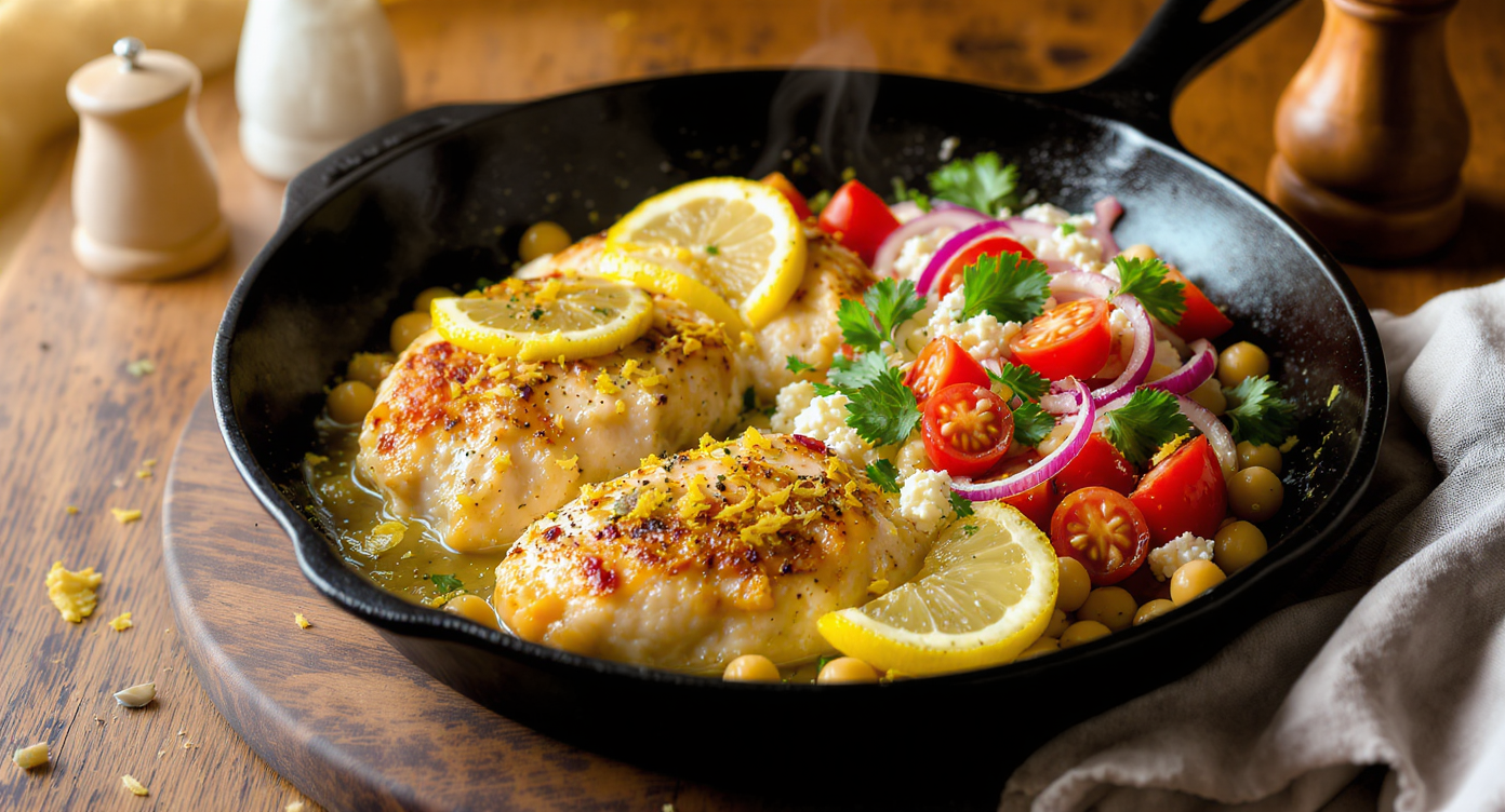 Mediterranean Lemon-Herb Chicken with Chickpea Salad