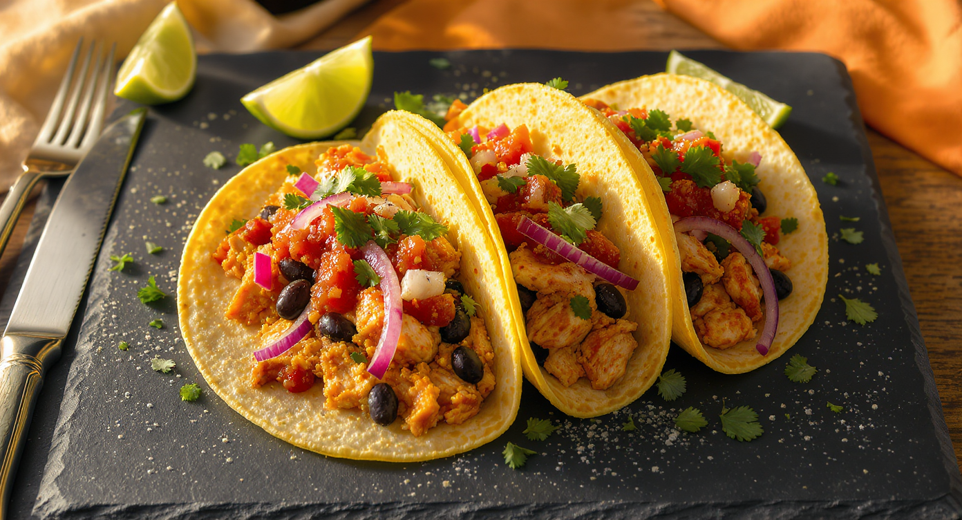 High-Protein Mexican Chicken & Black Bean Tacos