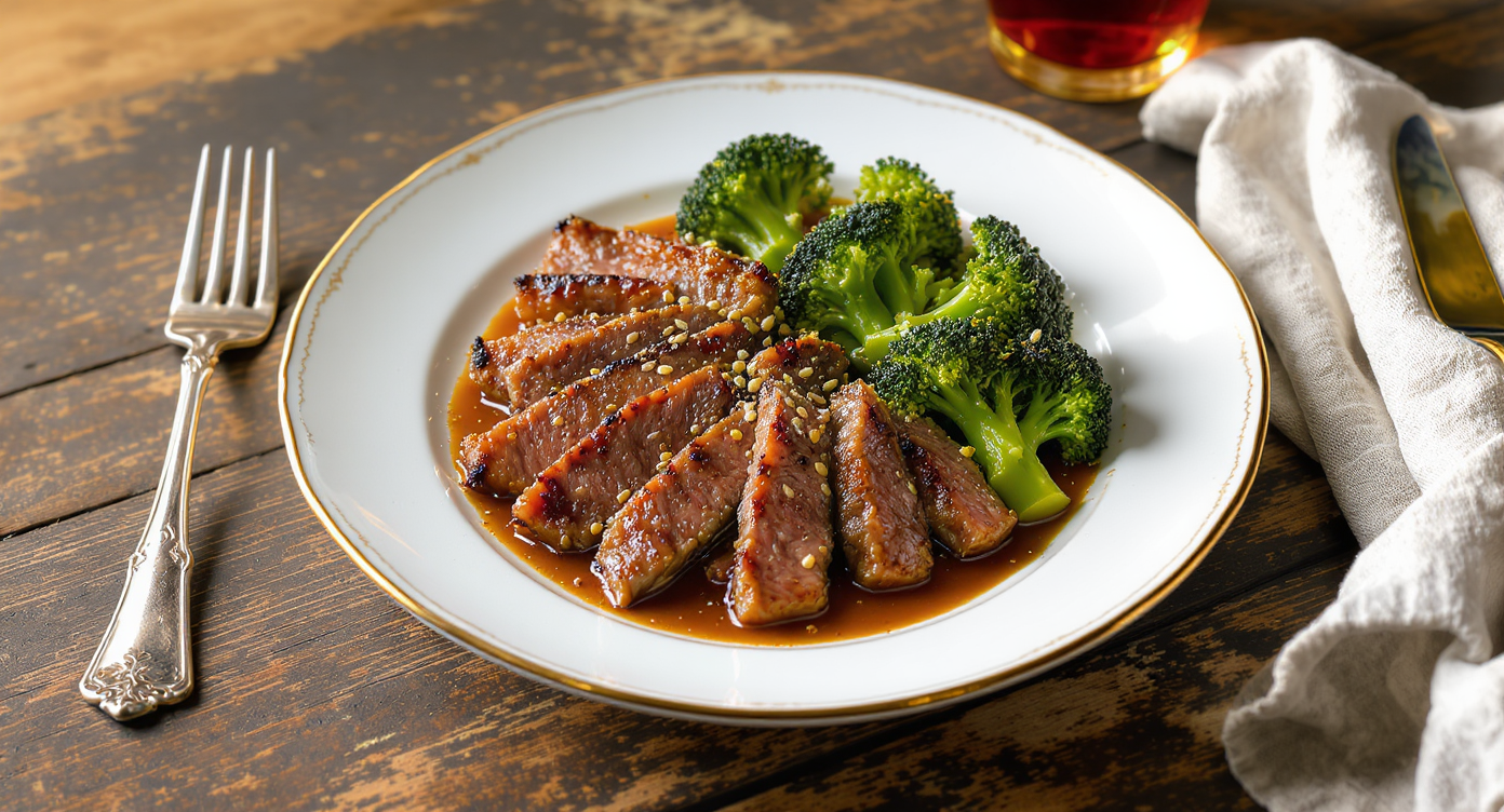 Wok-Seared Steak & Broccoli with Garlic Ginger Sauce (Keto)