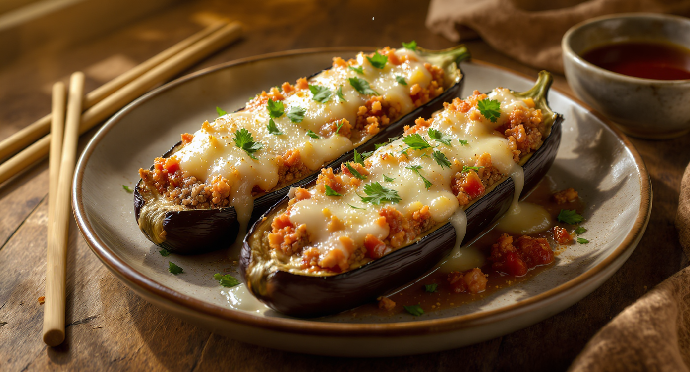 Italian Eggplant Parmesan Boats (Low-Carb, High-Protein)