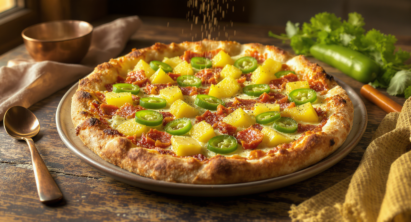 Crispy Spam Pizza with Pineapple and Jalapeño