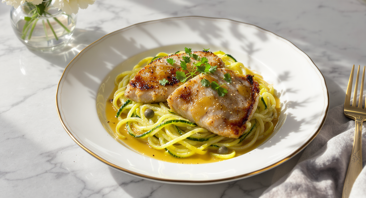 Italian Chicken Piccata with Zucchini Noodles