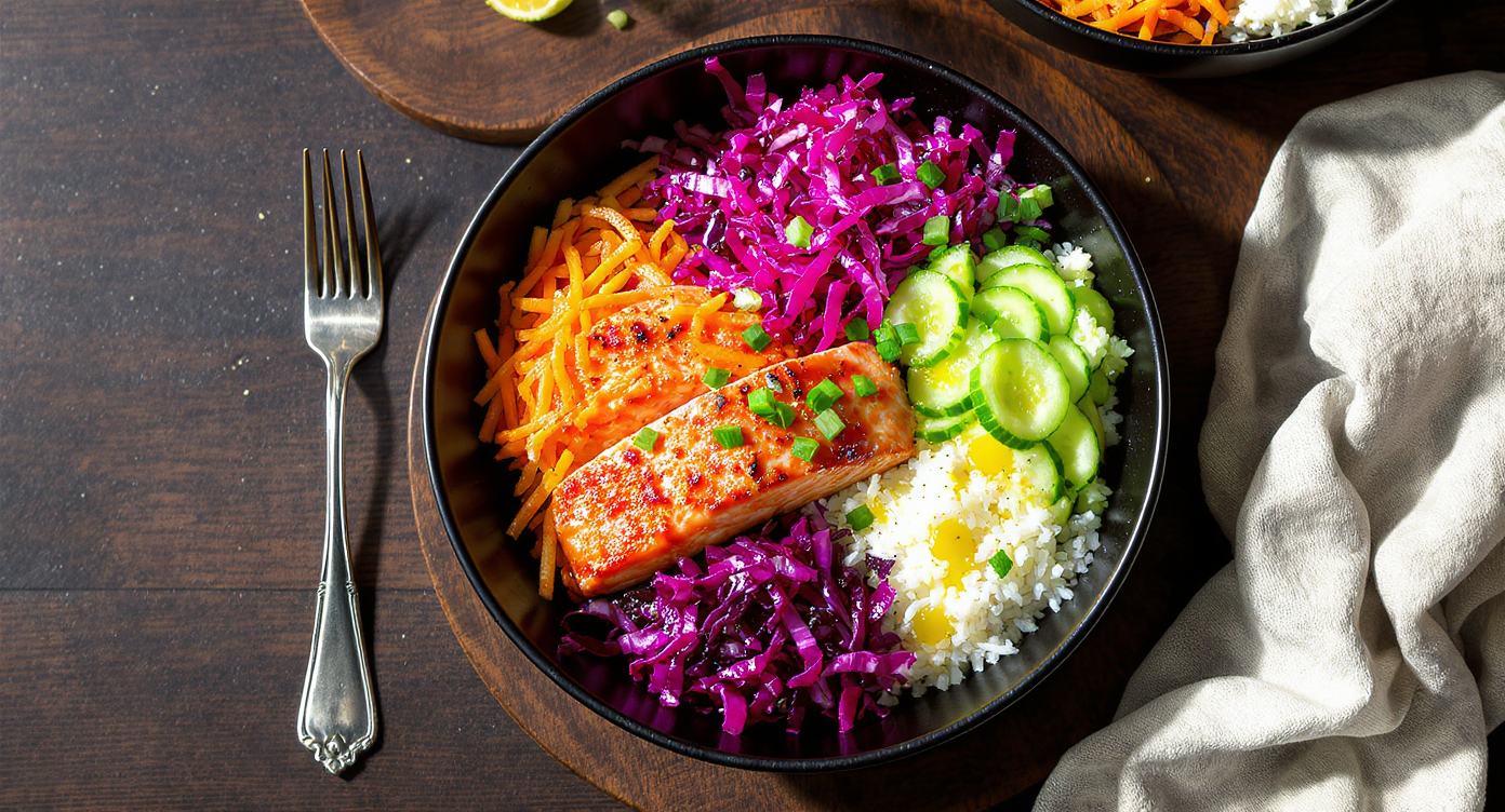 Ginger-Soy Glazed Salmon Bowls with Crunchy Veggies