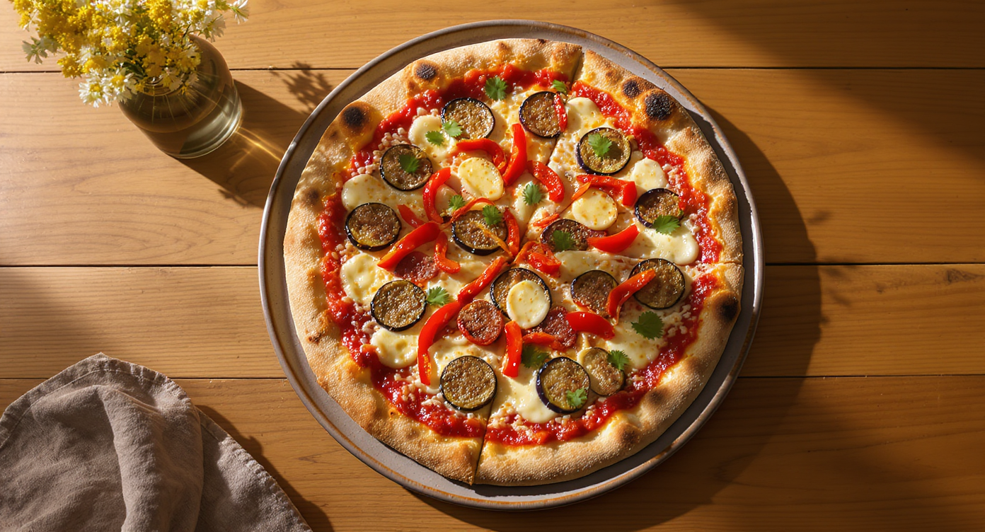 High-Protein Baby Eggplant & Turkey Sausage Pizza