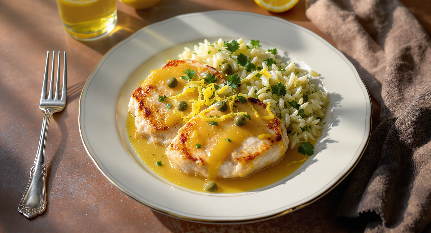 Italian Chicken Piccata with Lemon-Parsley Orzo