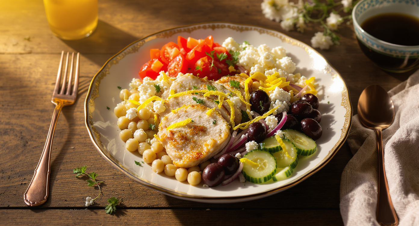 Mediterranean Lemon Herb Chicken & Chickpea Bowl