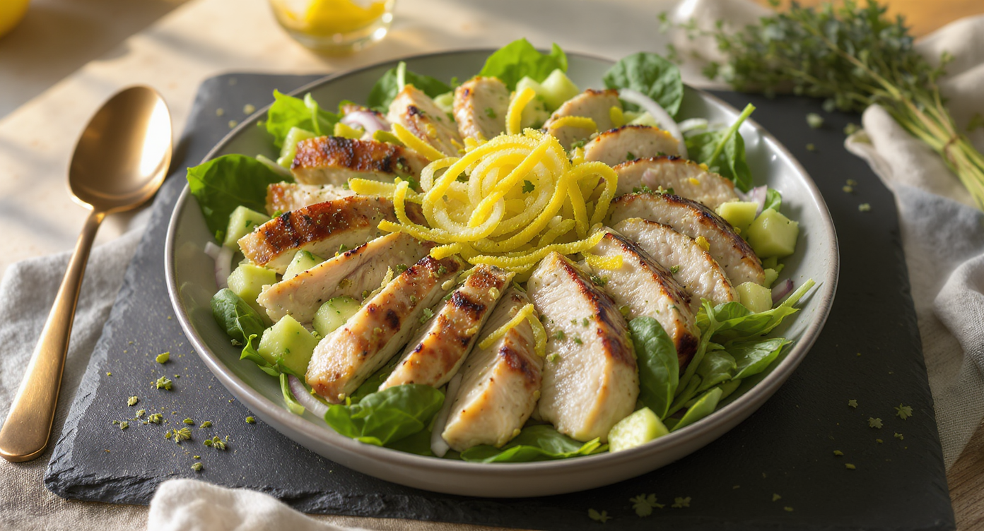 Lemon Herb Chicken Salad with Cucumber and Avocado
