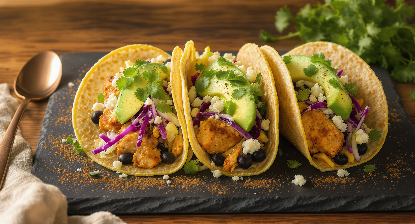 High-Protein Mexican Chicken & Black Bean Tacos (No Tomato, Onion, or Garlic)