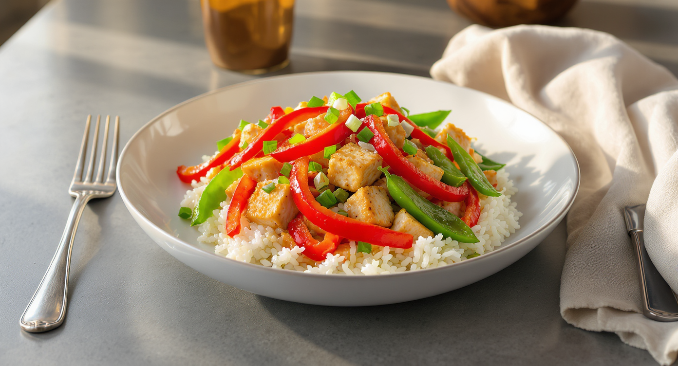 High-Protein Asian Fusion Chicken & Tofu Stir-Fry Bowl