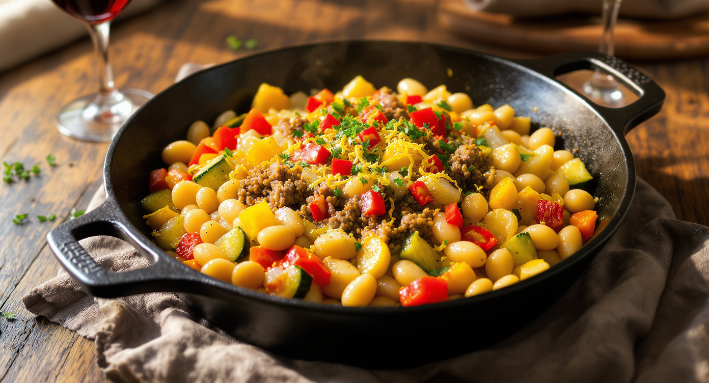 Italian Pork and White Bean Skillet with Lemon Herb Gremolata