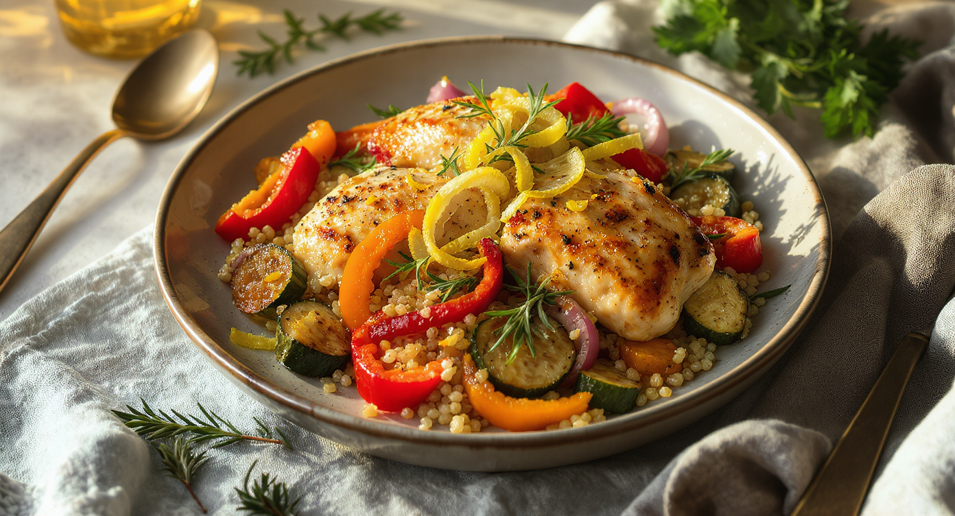 Lemon Herb Chicken with Roasted Vegetables & Quinoa