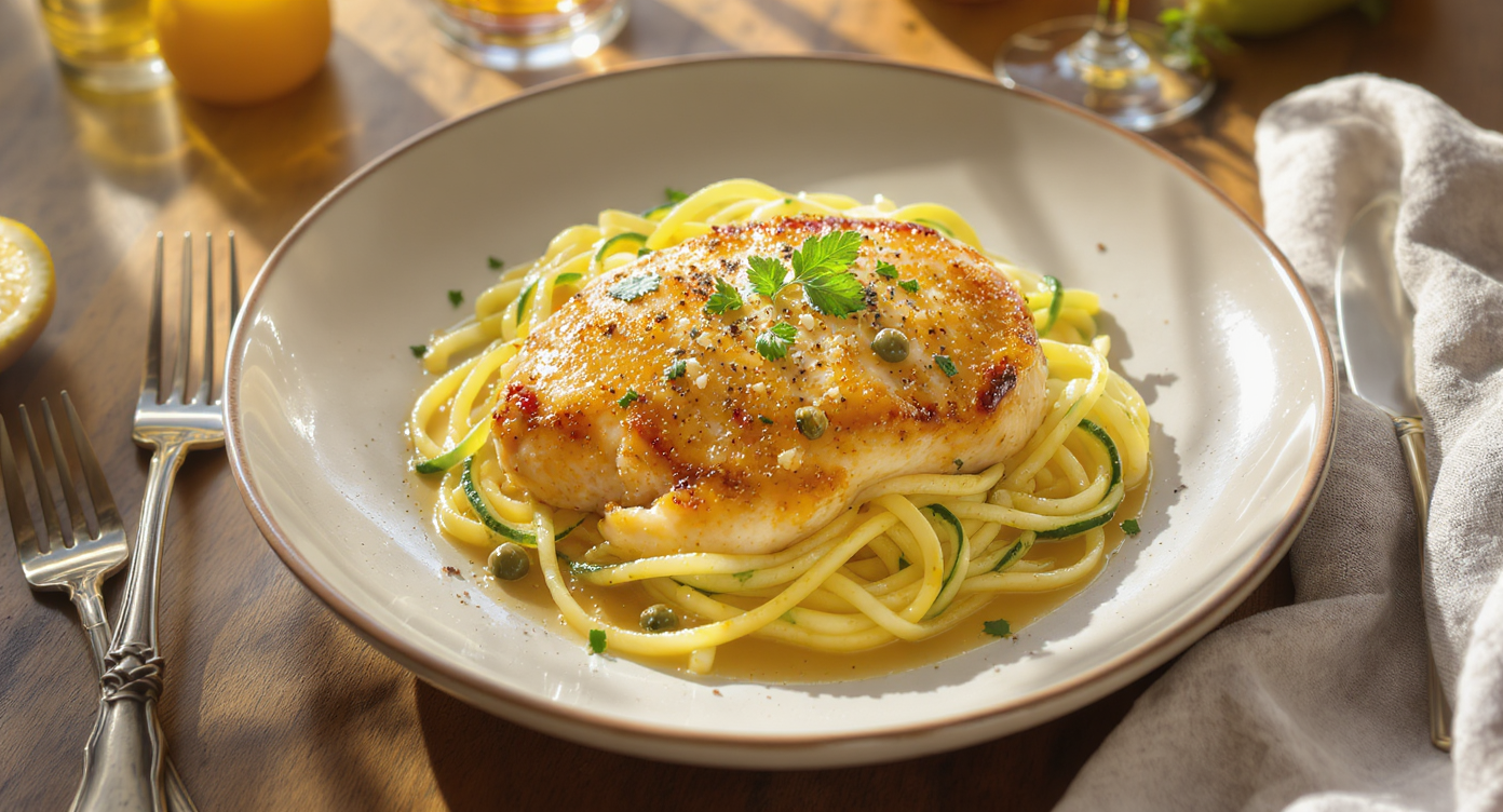 Italian Chicken Piccata with Zucchini Noodles