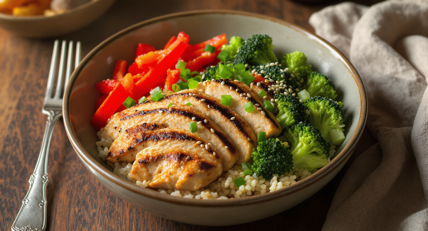 Asian Fusion Lemon-Ginger Grilled Chicken Bowls