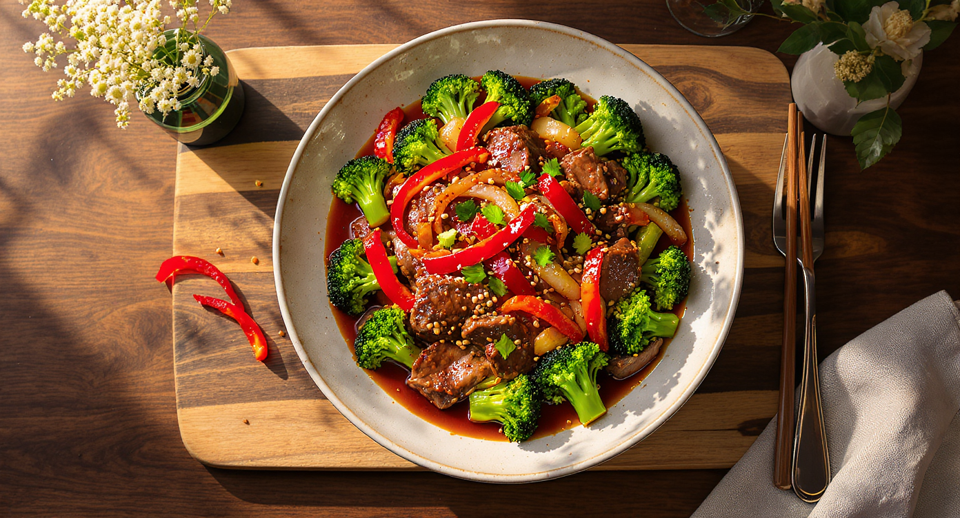 Beef & Broccoli Stir-Fry with Ginger Soy Sauce (Asian Fusion)