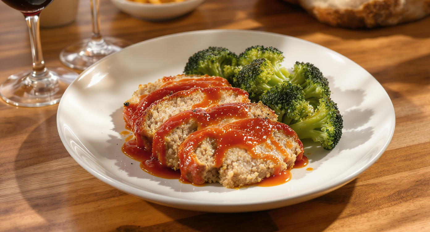 High-Protein Chicken & Turkey Meatloaf with Roasted Broccoli