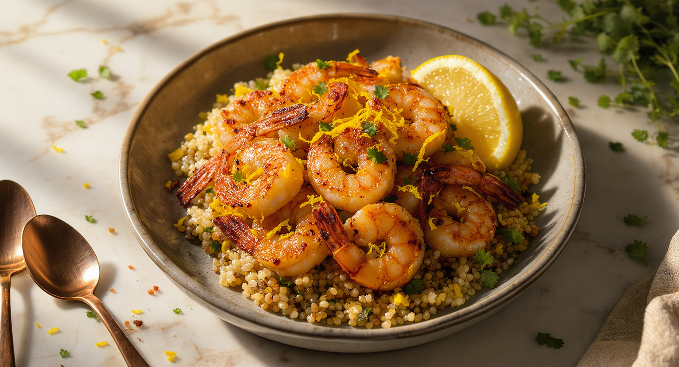 Lemon-Garlic Shrimp with Herbed Quinoa