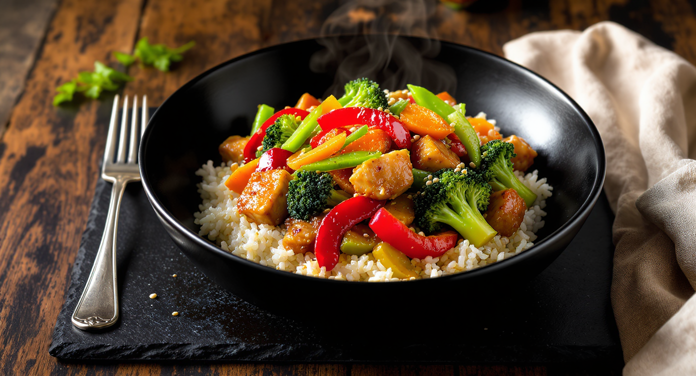 Asian Fusion Chicken & Veggie Stir-Fry Bowl