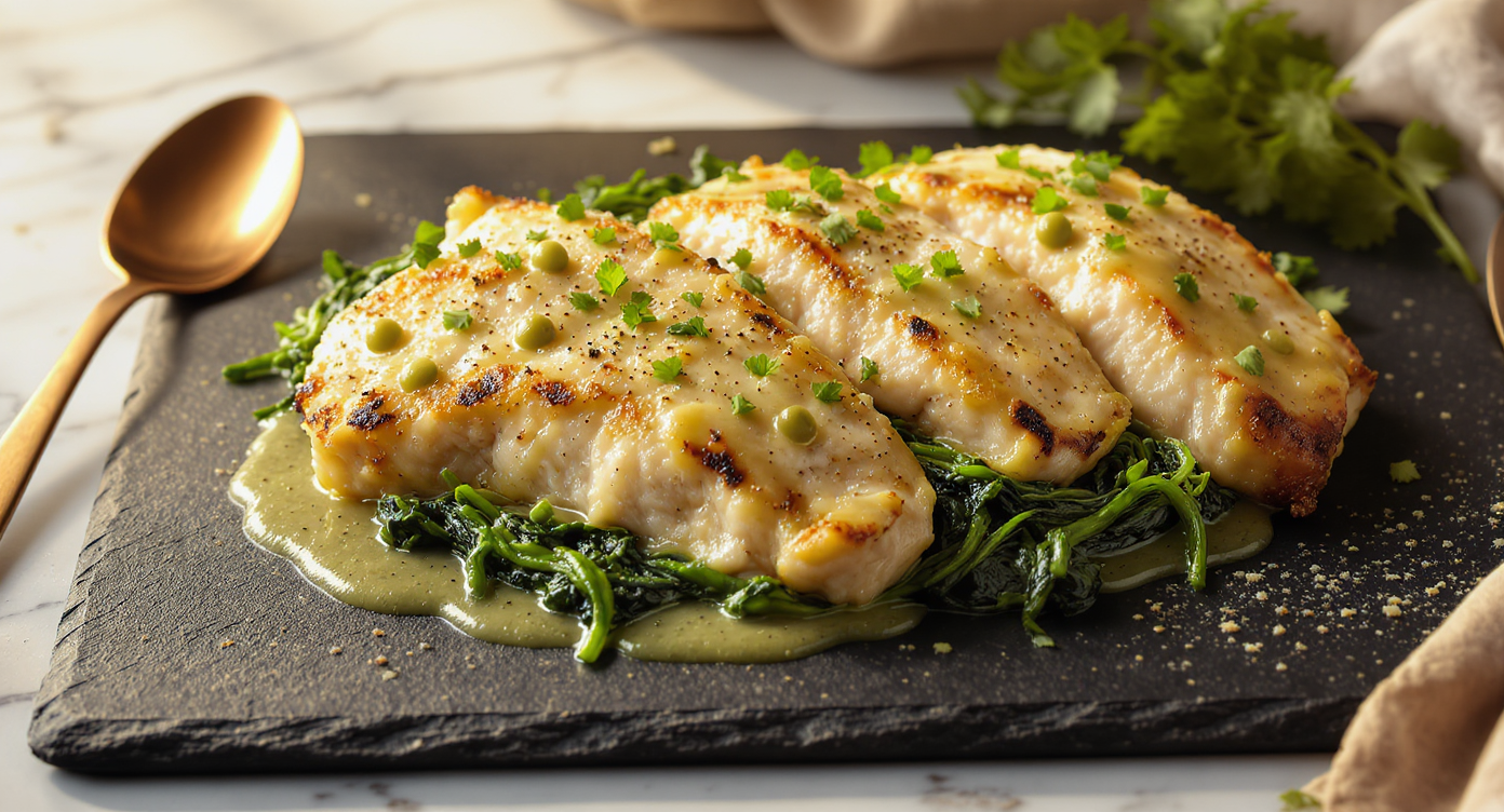 Italian Chicken Piccata with Sautéed Spinach