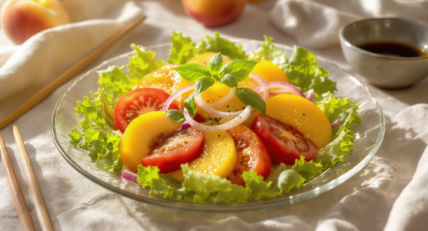 Sunny Peach & Tomato Lettuce Salad