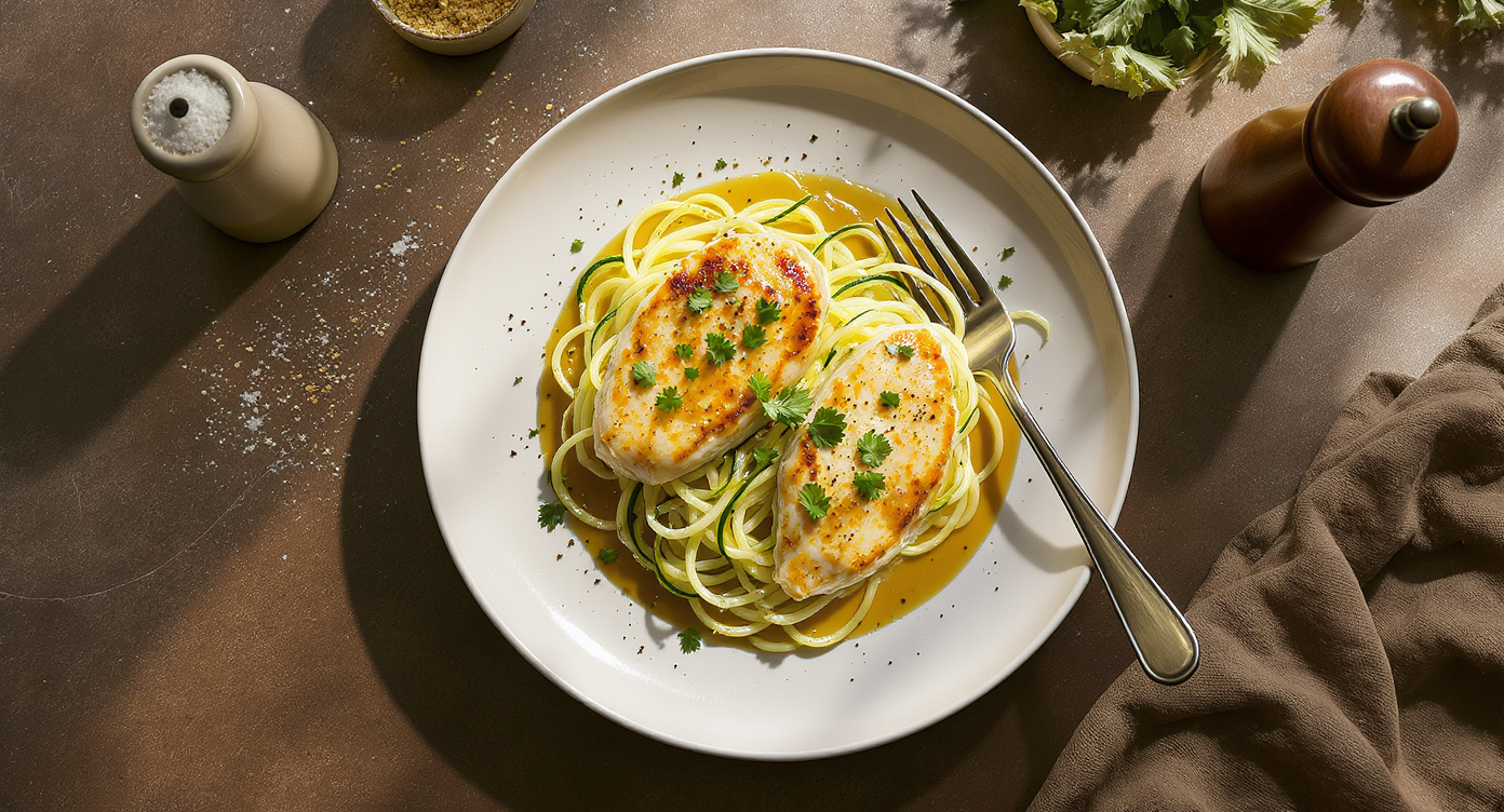 Italian Chicken Piccata with Zucchini Noodles