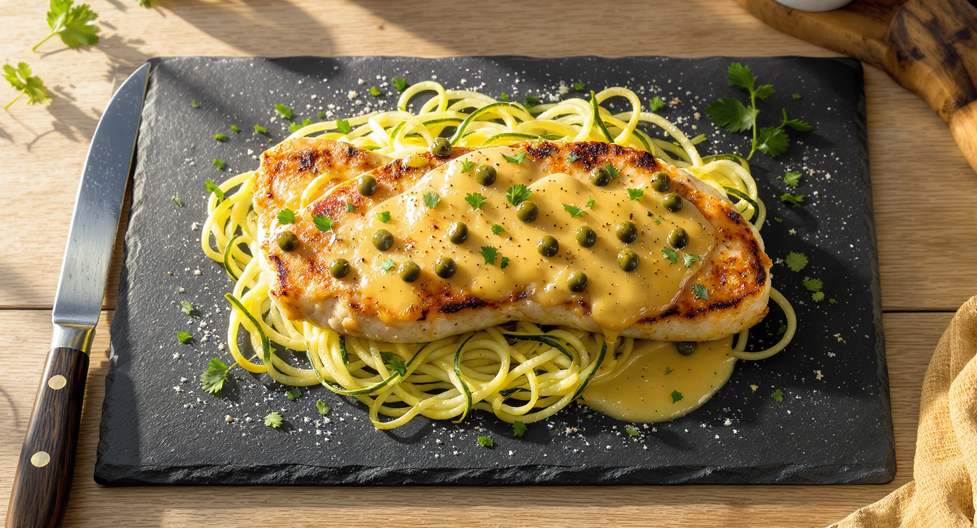 Keto Italian Chicken Piccata with Zucchini Noodles