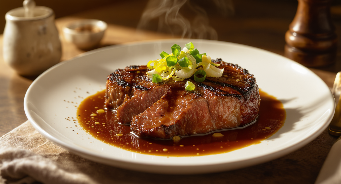 Seared Steak with Garlic Soy Pan Sauce