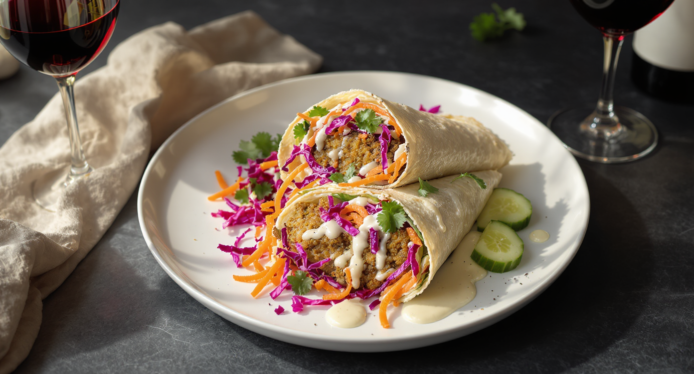 Crispy Falafel Wraps with Zesty Slaw & Lemon Tahini Sauce